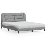 vidaXL Bed with Mattress "Hvar" Light Grey 160x200 cm Fabric