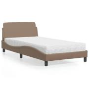vidaXL Bed with Mattress "Dover" Cappuccino 100x200 cm Faux Leather