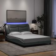vidaXL Bed Frame with LED without Mattress "Hvar" Light Grey 140x190 c...