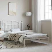 vidaXL Sängram med huvudgavel metall vit 100x200 cm