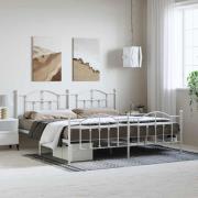 vidaXL Sängram med huvudgavel och fotgavel vit metall 193x203 cm