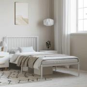 vidaXL Sängram med huvudgavel metall vit 100x200 cm
