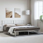 vidaXL Sängram med huvudgavel metall vit 193x203 cm