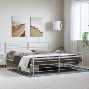 vidaXL Sängram med huvudgavel och fotgavel vit metall 183x213 cm