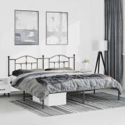 vidaXL Sängram med huvudgavel metall svart 183x213 cm