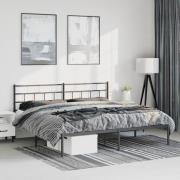 vidaXL Sängram med huvudgavel metall svart 183x213 cm