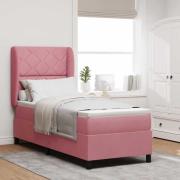 vidaXL Bäddfjäder med madrass med huvudgavel Rosa 200 x 80 cm Sammet