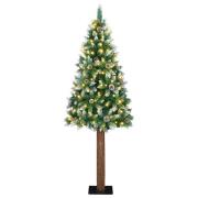 vidaXL Smal julgran med stativ Grön och Vit 210 cm PVC och solid furu