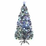 vidaXL Belyst plastgran med fot 150 cm fiberoptik
