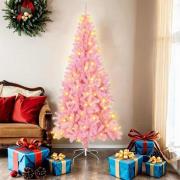 vidaXL Julgran med 300 LED-lampor med stativ Rosa 180 cm PVC