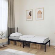 vidaXL Sängram med huvudgavel metall svart 75x190 cm