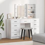 vidaXL Smyckebord med låda 3 pcs Vit 40 x 41 x 135 cm Konstruerat trä
