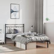 vidaXL Sängram med huvudgavel metall svart 100x190 cm