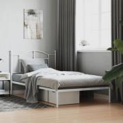 vidaXL Sängram med huvudgavel metall vit 107x203 cm