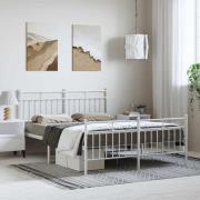 vidaXL Sängram med huvudgavel och fotgavel vit metall 135x190 cm