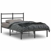 vidaXL Sängram med huvudgavel metall svart 120x190 cm