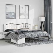 vidaXL Sängram med huvudgavel metall svart 193x203 cm
