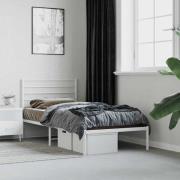 vidaXL Sängram med huvudgavel metall vit 90x190 cm