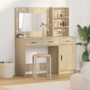 vidaXL Smyckebord med spegelbelysning 2 pcs Brun Konstruerat trä