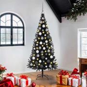 vidaXL Julgran med 300 LED-lampor med stativ Svart 180 cm PVC