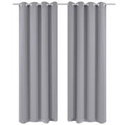 vidaXL Mörkläggningsgardiner med metallringar 2 st 135 x 245 cm grå