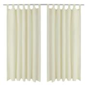 2-pack gardiner med öglor i gräddvit microsatin 140 x 175 cm