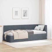 vidaXL Hörn Sängram med huvudgavel Mörkgrå 80 cm x 200 cm Sammet