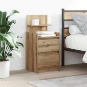 vidaXL Sängbord med 2 lådor 2 st hantverksmässig ek 38x34x80 cm
