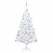 vidaXL Belyst plastgran med kulor vit 240 cm