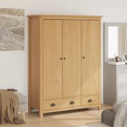 vidaXL Garderob 3 dörrar Hill 127x50x170 cm massiv furu