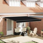 vidaXL Utfällbar markis med Svart 400 × 350 cm tyg