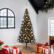 vidaXL Julgran med 300 LED-lampor med stativ Svart 180 cm PVC