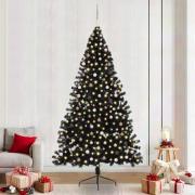 vidaXL Konstgjord Förbelyst Julgran Svart 240 cm PVC