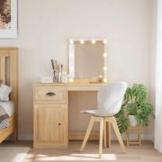 vidaXL Sminkbord med LED-lampor sonoma-ek 90x42x132,5 cm