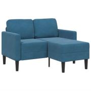 vidaXL 2-sitssoffa med schäslong L-formad blå 125 cm sammet