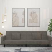 vidaXL Bäddsoffa 2-sits med två kuddar mörkgrå sammet