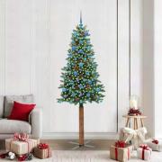 vidaXL Smal julgran med 300 LED-lampor Grön 210 cm PVC och solid furu