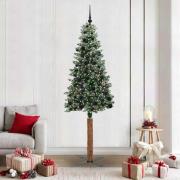 vidaXL Smal julgran med stativ Grön och Vit 210 cm PVC och solid furu