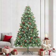 vidaXL Konstgjord julgran med LED -remsljus Grön 240 cm PVC och metall