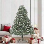 vidaXL Konstgjord julgran med 300 LED-lampor Grön 140 x 140 x 210 cm