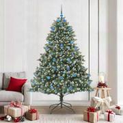 vidaXL Konstgjord julgran med 300 LED-lampor Grön 140 x 140 x 210 cm