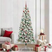 vidaXL Plast Hingad Julgran med LED -remsljus 210 cm PVC