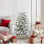 vidaXL Plast Hingad Julgran med LED -remsljus Vit 120 cm PE och PVC