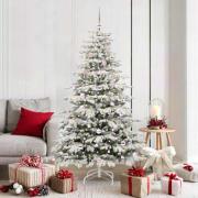 vidaXL Plast Hingad Julgran med LED -remsljus Vit 180 cm PE och PVC