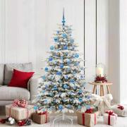 vidaXL Plast Hingad Julgran med LED -remsljus Vit 180 cm PE och PVC