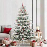 vidaXL Plast Hingad Julgran med LED -remsljus Vit 210 cm PE och PVC