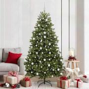 vidaXL Konstgjord julgran med LED -remsljus Grön 210 cm PVC och metall