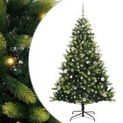 vidaXL Konstgjort Fällbart Julträd 150 LEDs Grön 150 cm PVC och PE