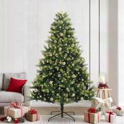 vidaXL Konstgjord fällbar julgran 300 LED-lampor Grön 240 cm