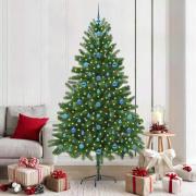 vidaXL Julgran med 300 LED-lampor med stativ Grön 210 cm PE